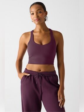 NWT Fabletics Large Seamless Racerback Crop Bralette - Plum